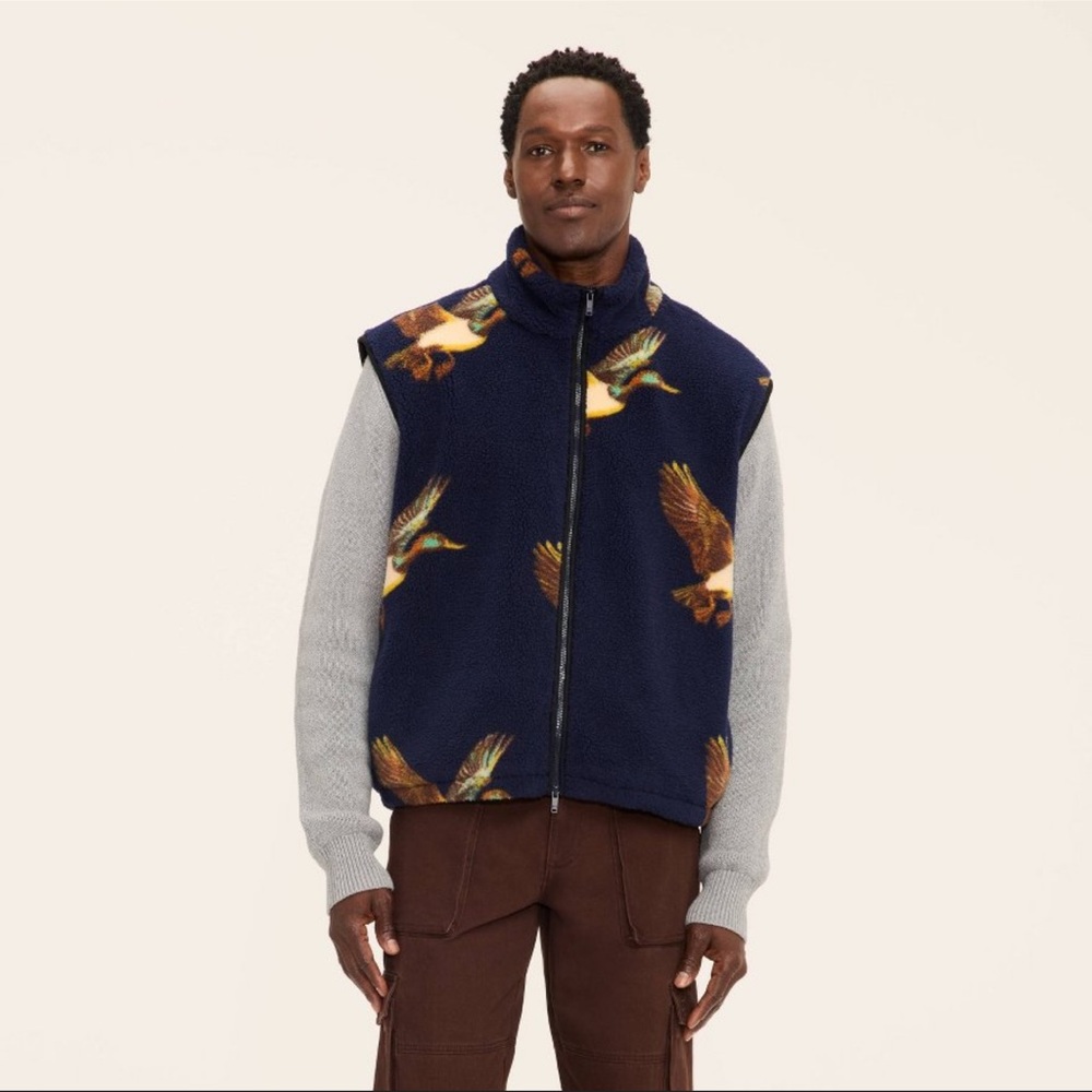 Woolrich x Target Duck Print Navy Fleece Vest